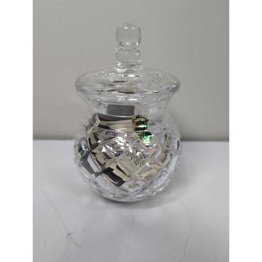 Waterford Crystal Honey Pot‎ with Lid Sugar Jam Condiment Jar W Paperwork 6 In